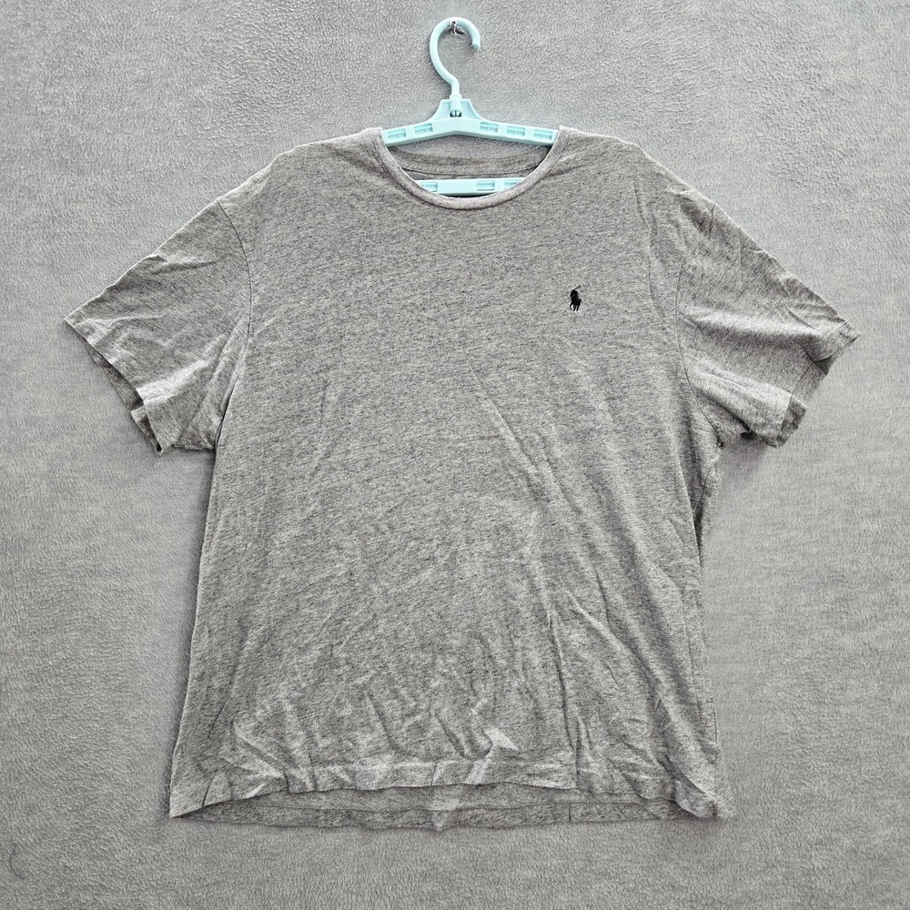 Polo Ralph Lauren Men Shirt L Gray Logo Embroidery Short Sleeve Classic Fit